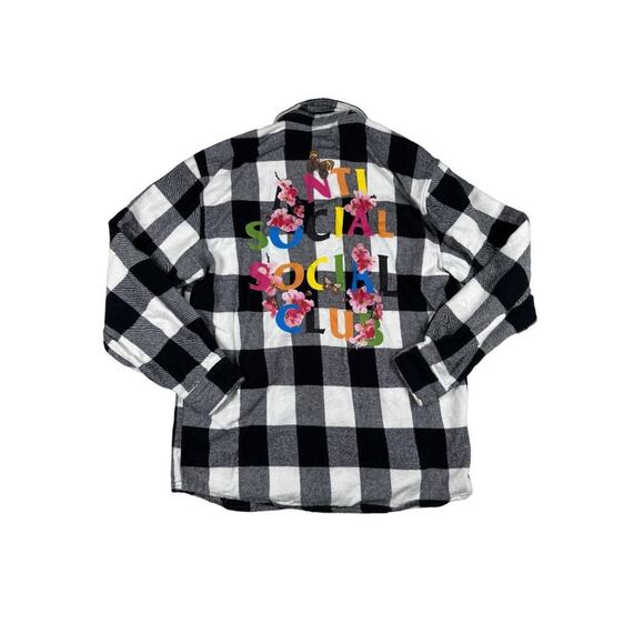 Anti Social Social Club - Frantic Checkered Flannel in Black White and Multi - Picture 3 of 4